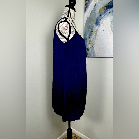 Tenki Elegant Navy Blue Sleeveless Dress White Beading Lined size S - Picture 5 of 11